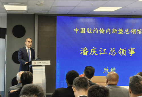Chinese Consul General in Johannesburg Pan Qingjiang addressing the cinference